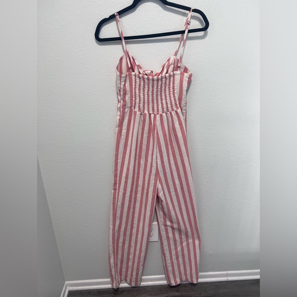 CiSono Pink & White Striped Linen Romper Size Small - Picture 3 of 4